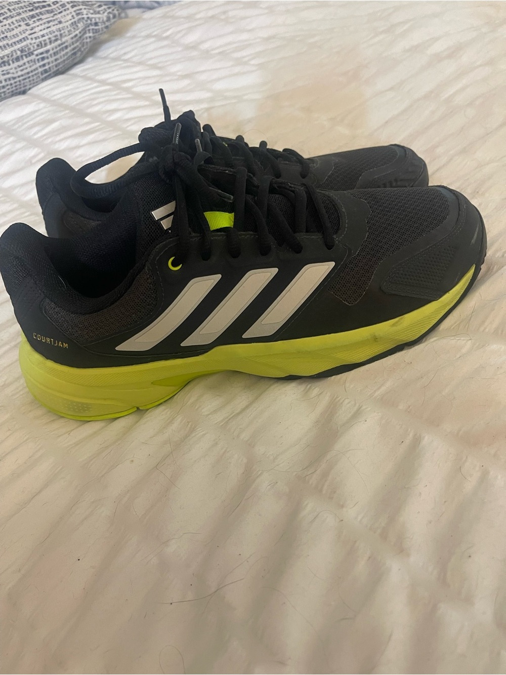 adidas Men’s Black Athletic Shoes with Neon Yellow Sole